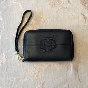 Tory Burch navy blue wristlet